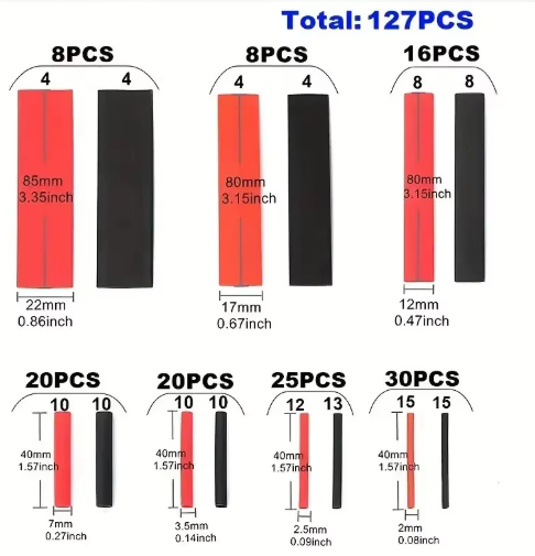 Funda termocontraible aislante eléctrico 127 uds rojo y negro - Imagen 5