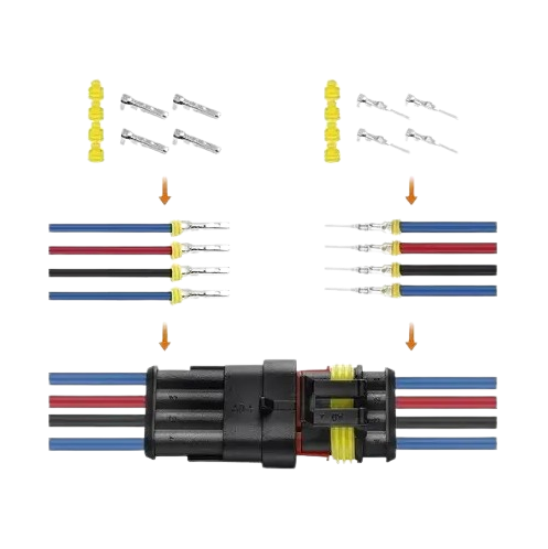 Conector Eléctrico de 4 Pines y 12V, macho y hembra impermeable - Imagen 2